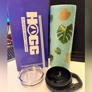 HOGG 20 oz Skinny Tumbler with Monstera Leaf Design